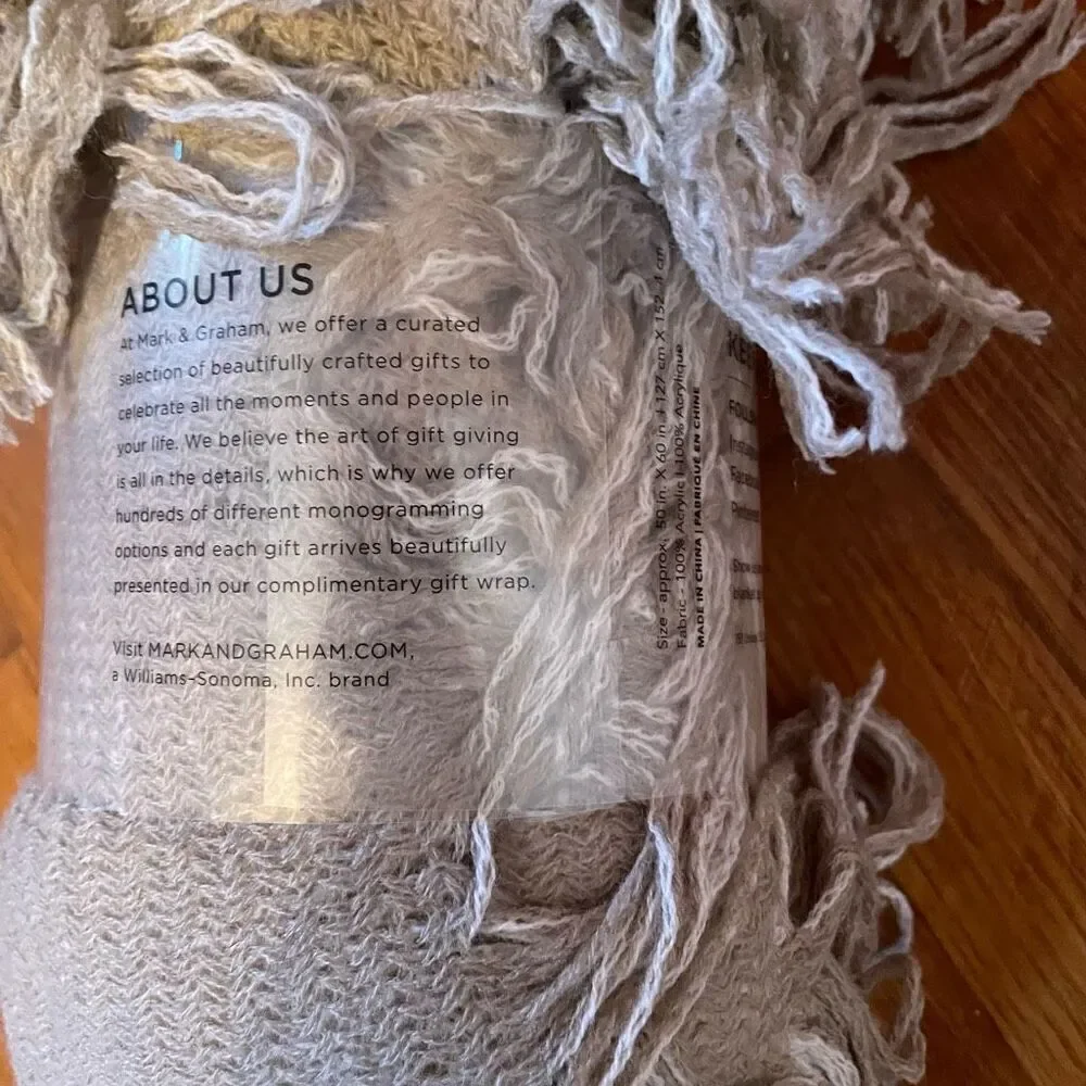 MARK & GRAHAM | taupe throw blanket NEW